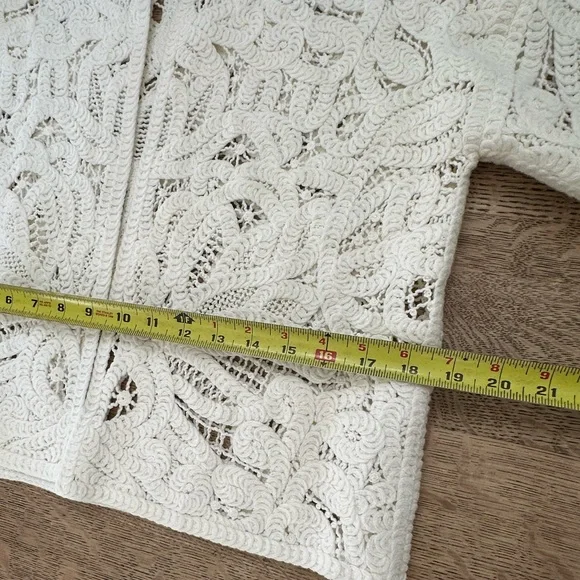 Anthropologie Open Front Crochet Lace Kimono Cropped Cardigan Jacket small - Picture 16 of 16
